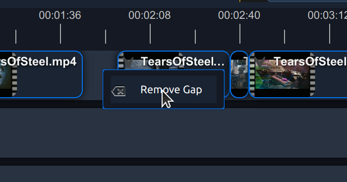 Remove Gaps in OpenShot 3.2